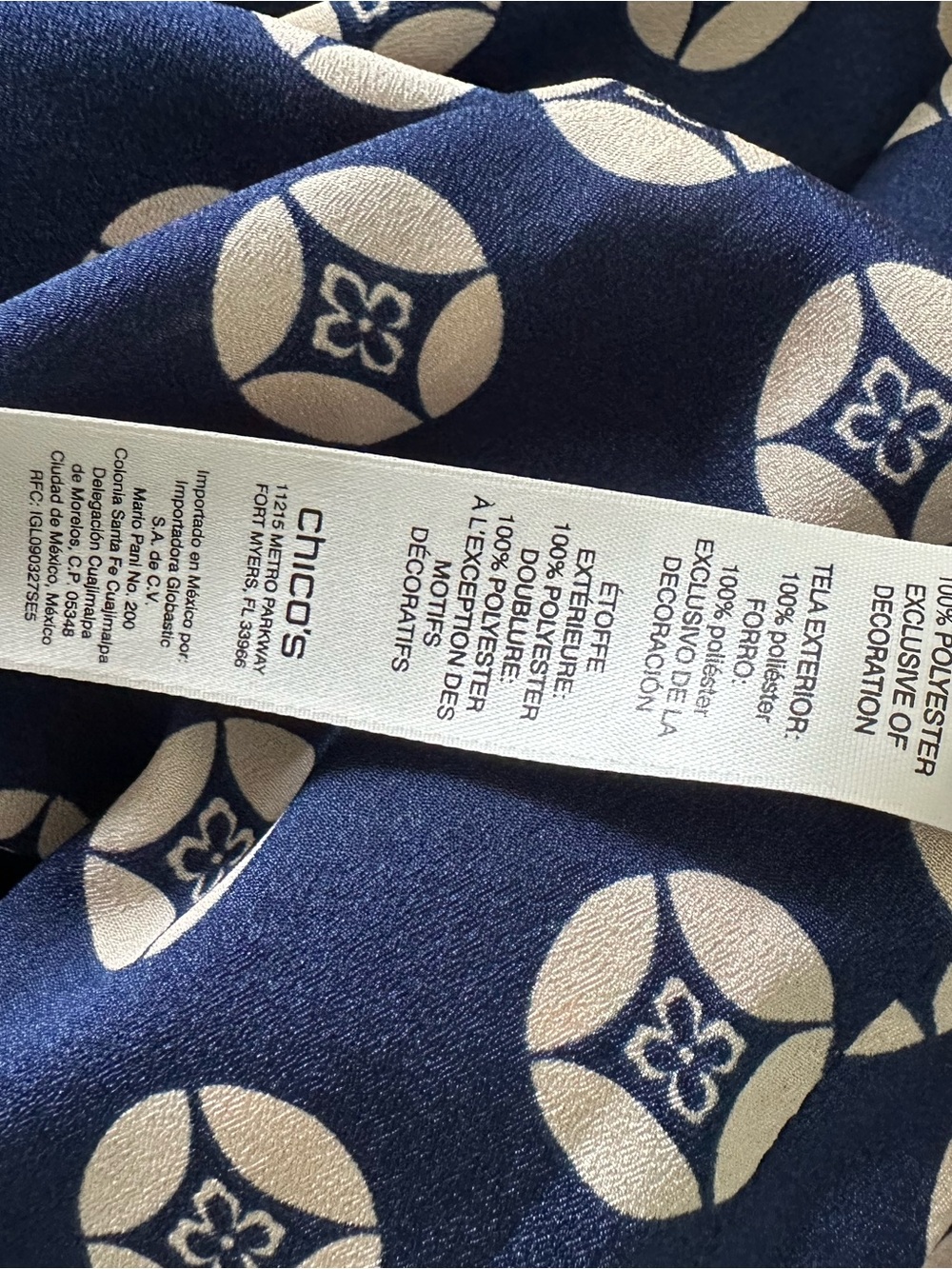 Chico's Orange Floral kimono with Navy Geometric Lining size 3 NWOT - Picture 6 of 6